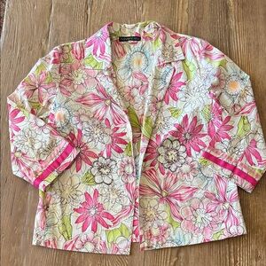 Embellished Floral Women's Blazer - Pink and Green by Nouvea Mode